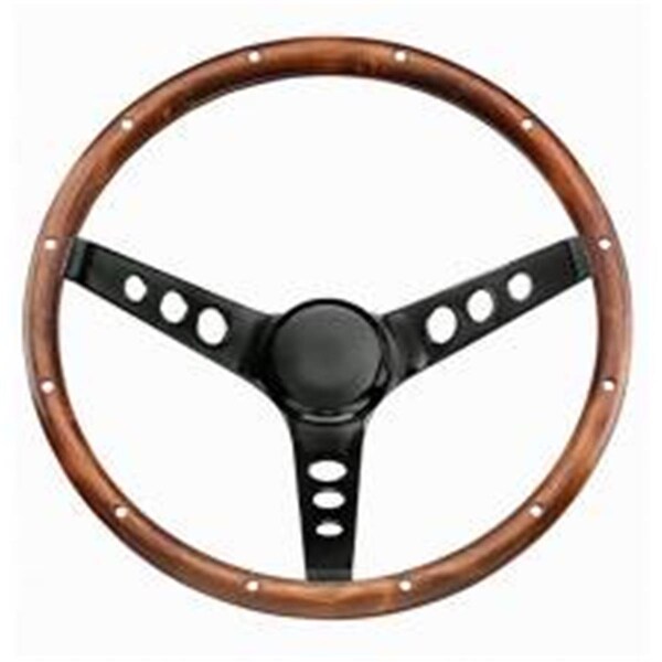 Newalthlete 313 13.5 in. Dia. 3-Spoke 3.75 in. Dish Classic Series Steering Wheel, Wood Grip NE2620701 - main